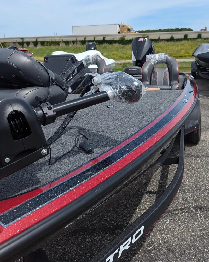 Slide: The Image of 2024 Nitro Z19 boat with sleek design and modern features on display. - 2