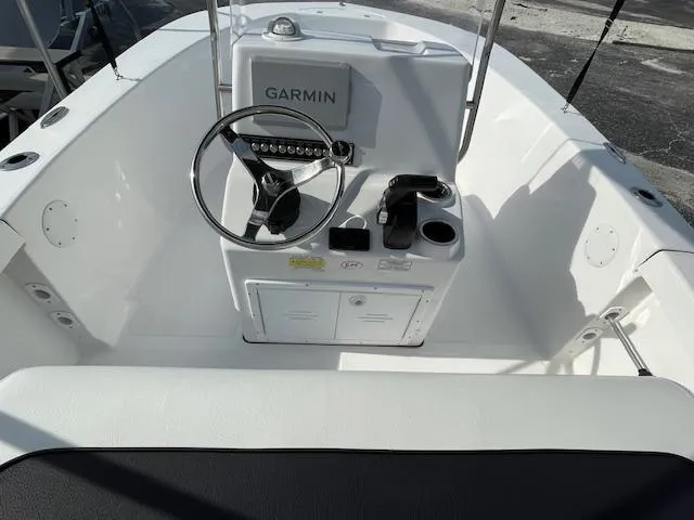 Slide: The Image of 2024 Tidewater 180 CC Adventure boat cockpit with Garmin navigation system. - 4