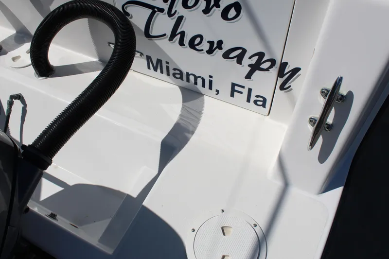 Slide: The Image of 2002 Contender 31 CC boat deck with "Hydro Therapy" text, Miami, Florida. - 20