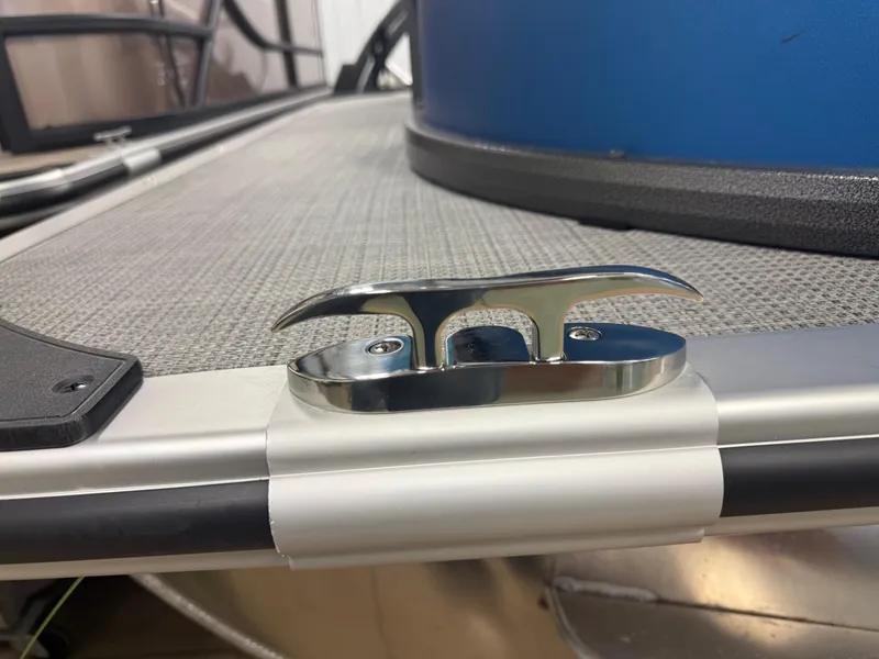 Slide: The Image of 2025 Bentley Pontoons Legacy 240 Cruise deck with a sleek metal cleat. - 6