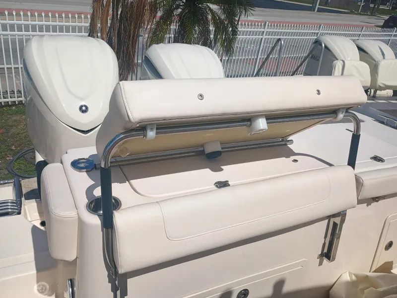Slide: The Image of 2025 Grady-White Canyon 306 boat with dual engines and comfortable seating. - 35