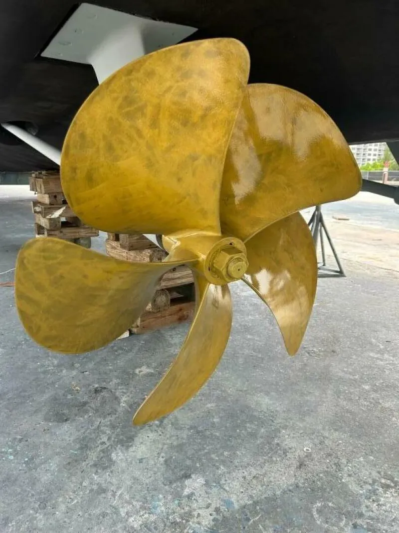 Slide: The Image of Propeller of 2008 Princess 67 Flybridge yacht on dry dock. - 36