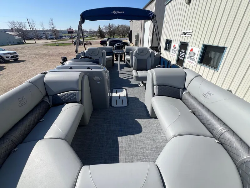 Slide: The Image of 2019 Misty Harbor 2285 Biscayne Bay CU pontoon boat with spacious seating and canopy. - 3