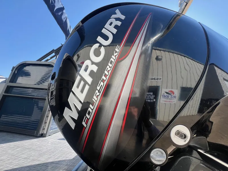 Slide: The Image of Mercury FourStroke engine on 2019 Misty Harbor 2285 Biscayne Bay CU pontoon boat. - 7