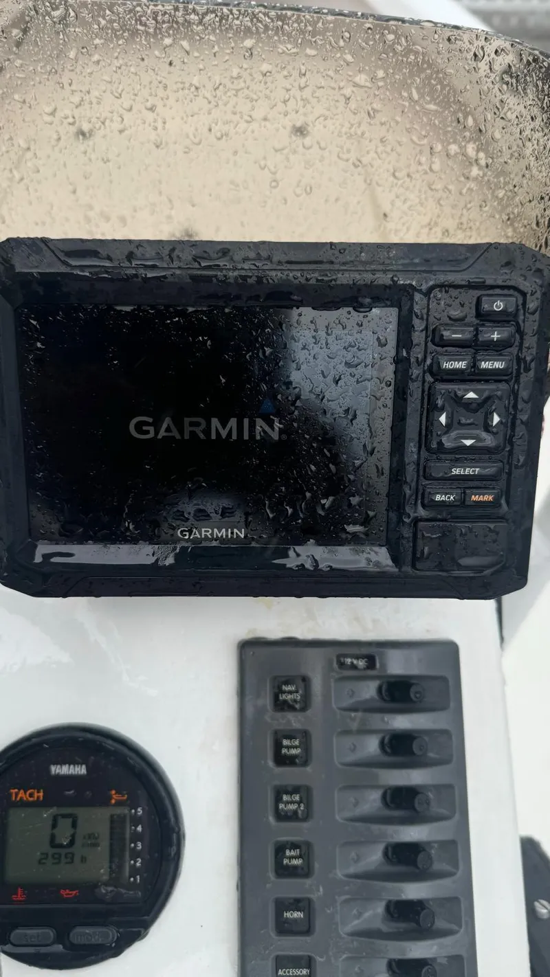 Slide: The Image of Garmin marine GPS system on Salt Creek 1500 boat dashboard, 2022 model. - 6