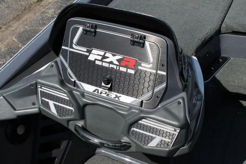 Slide: The Image of 2020 Skeeter FXR21 Apex boat dashboard with FXR Series branding. - 12