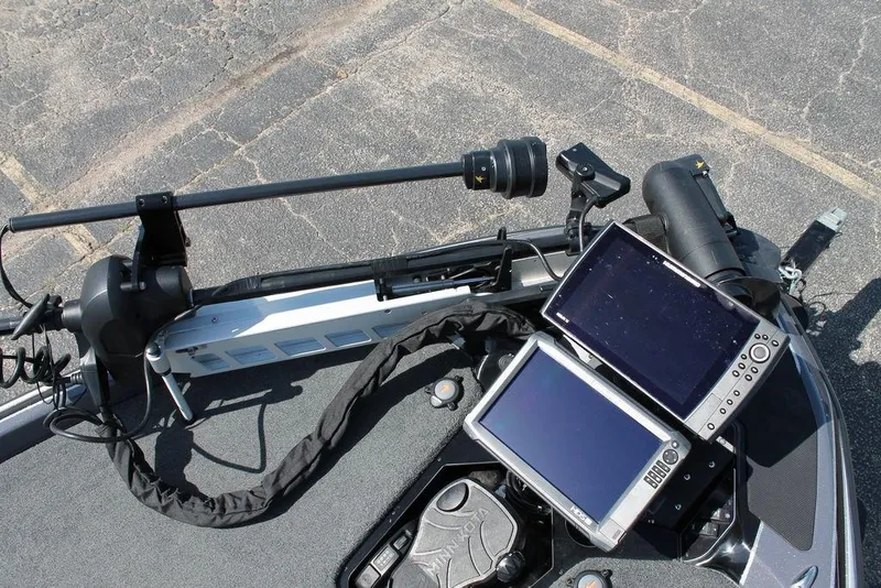 Slide: The Image of 2020 Skeeter FXR21 Apex boat with advanced navigation and fishing electronics. - 13