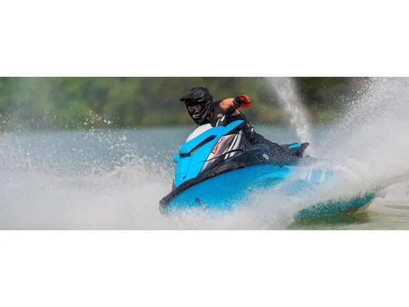 Slide: The Image of 2024 Yamaha GP HO jet ski speeding on water, creating a splash. - 6