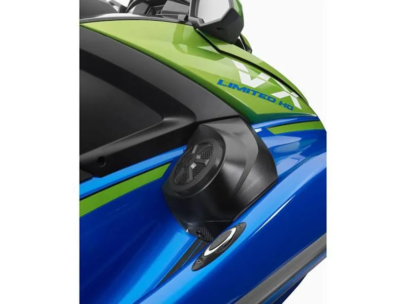 Slide: The Image of 2024 Yamaha VX Limited HO jet ski with vibrant green and blue design. - 3