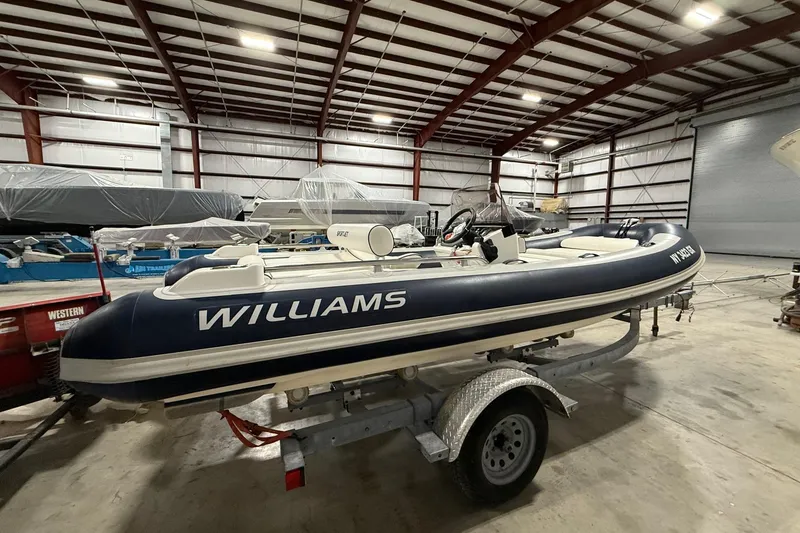 Slide: The Image of 2017 Williams Jet Tenders Sportjet 520 in warehouse, on trailer, side view. - 5