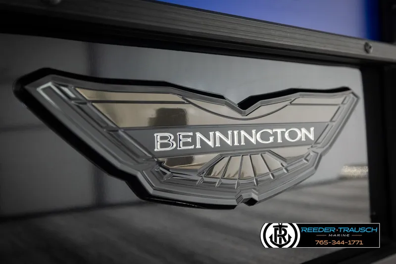 Slide: The Image of 2025 Bennington 25 LTSBSE logo on a sleek, modern boat surface. - 39