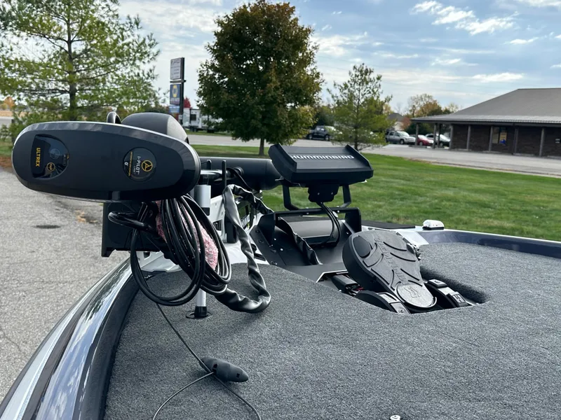 Slide: The Image of 2024 Skeeter ZXR19 boat with advanced fishing equipment on deck. - 13