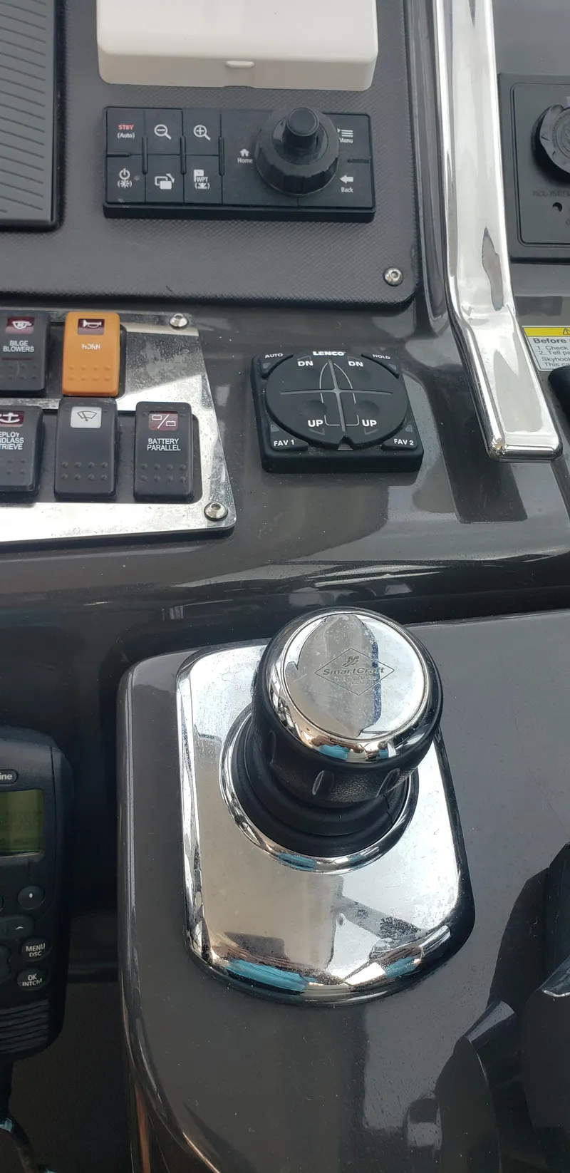 Slide: The Image of Control panel of a 2016 Monterey 360 Sport Coupe boat. - 26