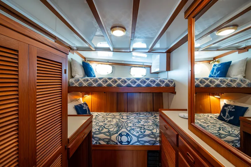 Slide: The Image of Luxurious cabin interior of 2000 Kadey-Krogen 48 North Sea yacht with wooden finishes. - 47