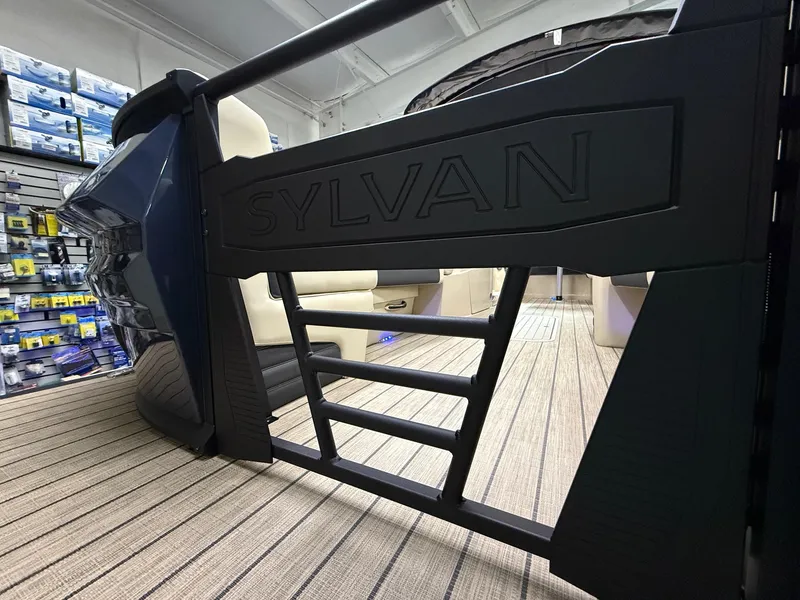 Slide: The Image of 2025 Sylvan G-3 CLZ DH boat interior with branded gate and seating. - 33