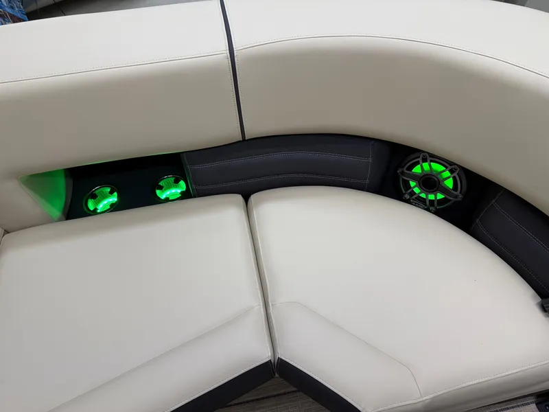 Slide: The Image of Luxurious seating with green LED lights in 2025 Sylvan G-3 CLZ DH boat. - 6