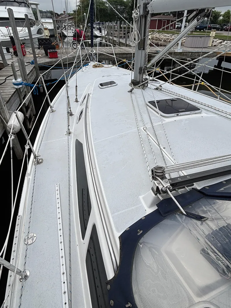 Slide: The Image of Catalina 36MKII sailboat deck, 2002 model, docked at marina. - 20