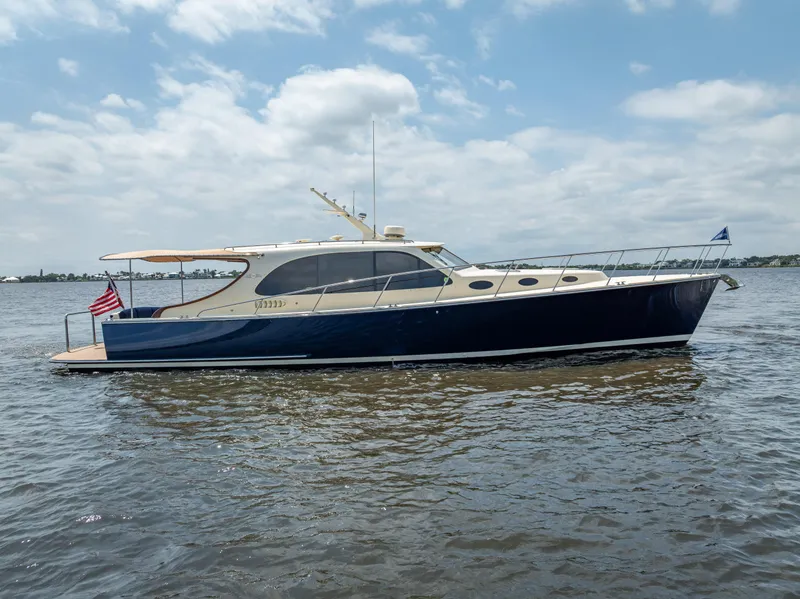 Slide: The Image of 2018 Palm Beach Motor Yachts PB45 cruising on a sunny day. - 6