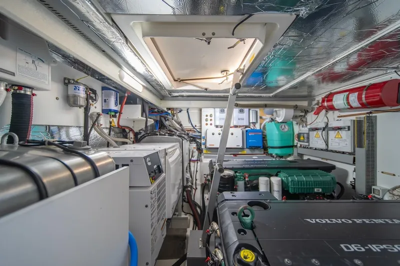 Slide: The Image of Engine room of 2025 Prestige F4.9 yacht with advanced equipment and systems. - 49