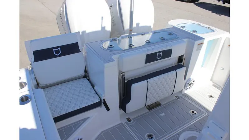 Slide: The Image of 2025 Sea Fox 288 Commander boat dashboard with steering wheel and control panel. - 4