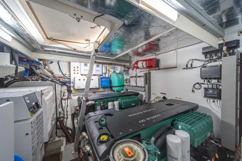 Slide: The Image of Engine room of a 2025 Prestige F4.9 yacht with Volvo Penta engines. - 48