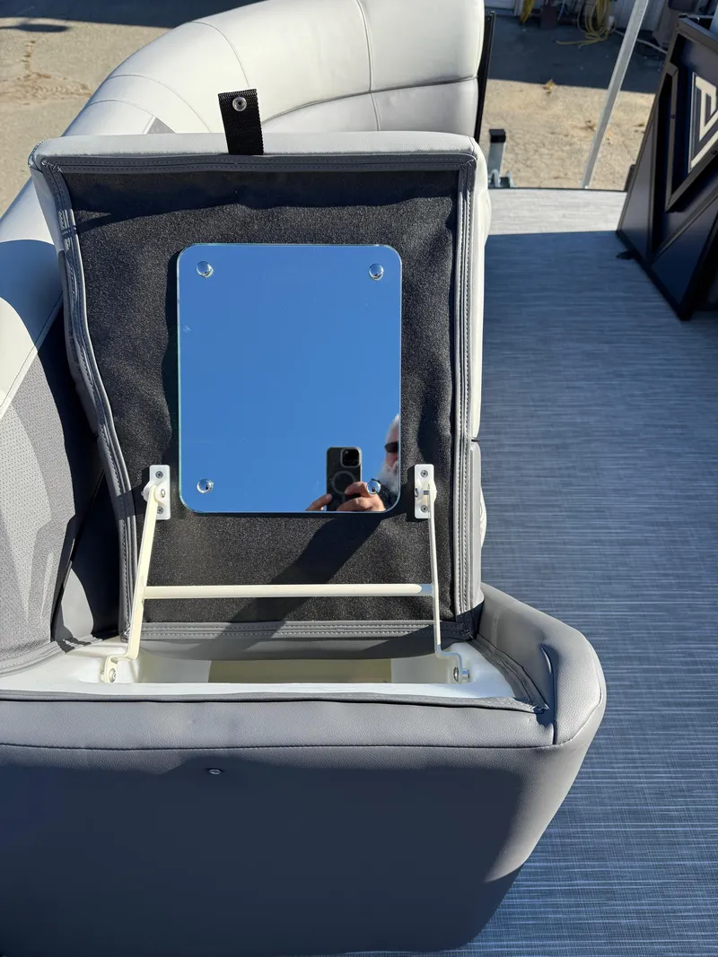 Slide: The Image of Viaggio V22U 2025 boat seat with built-in mirror, showcasing modern design and functionality. - 10
