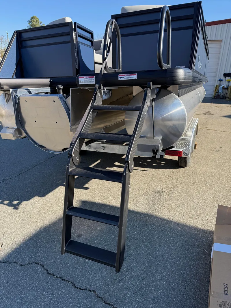 Slide: The Image of 2025 Viaggio V22U pontoon boat with rear ladder and dual pontoons. - 5