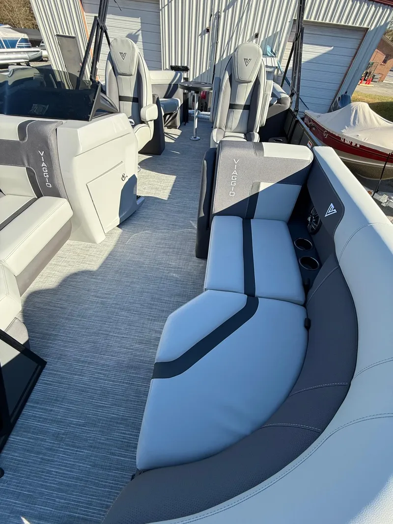 Slide: The Image of 2025 Viaggio x20u boat interior with modern seating and sleek design. - 5