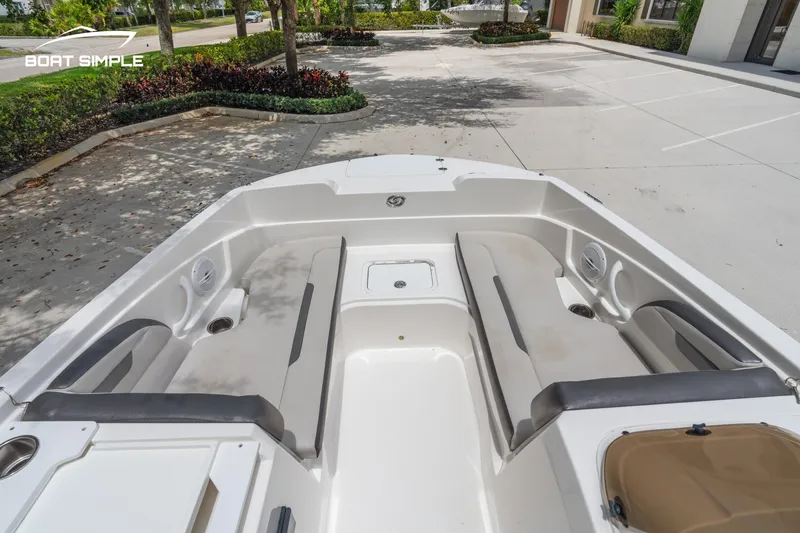 Slide: The Image of 2021 Hurricane SS 205 boat interior with spacious seating and sleek design. - 12