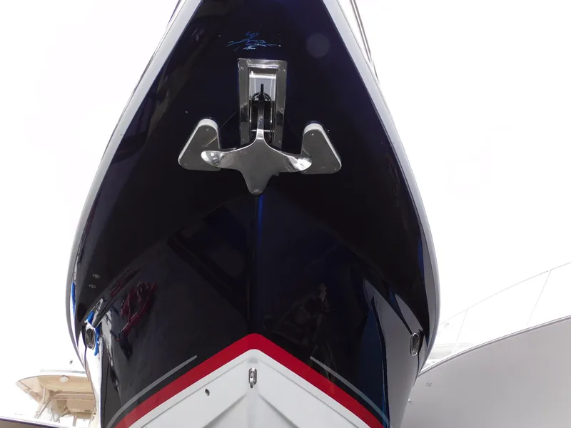 Slide: The Image of Bow view of 2015 Formula YACHT 45 with anchor, sleek design, and modern finish. - 17