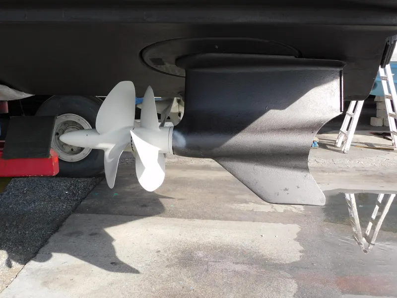 Slide: The Image of Propeller and rudder of a 2015 Formula YACHT 45 on dry dock. - 29