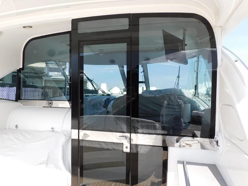 Slide: The Image of Luxury Formula YACHT 45 interior with glass doors, sleek design, and modern amenities, 2015 model. - 36