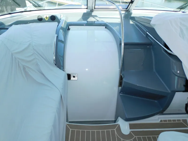 Slide: The Image of Interior of a 2015 Formula YACHT 45, featuring sleek seating and modern design elements. - 42