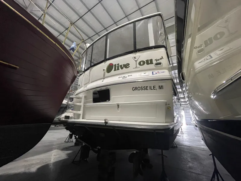Slide: The Image of 1995 Carver 440 Aft Cabin Motor Yacht in storage, Grosse Ile, MI. - 10