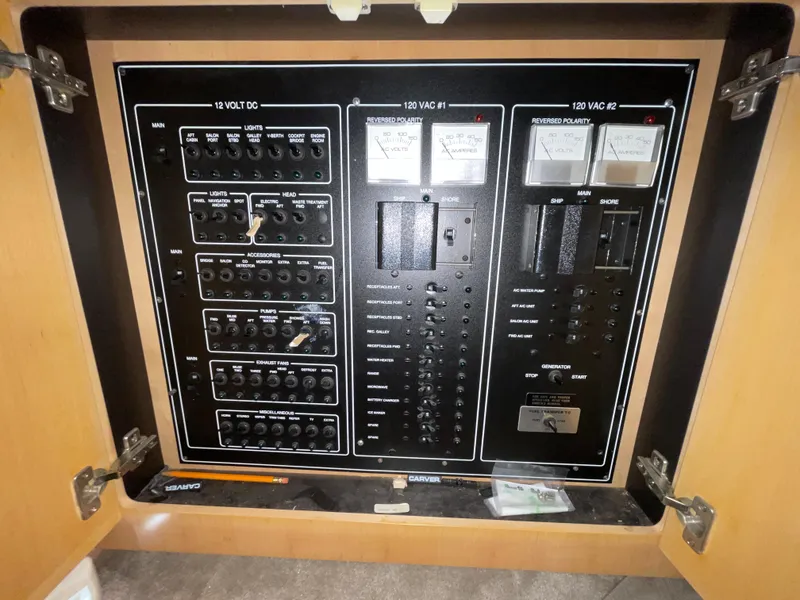 Slide: The Image of Electrical panel of a 1995 Carver 440 Aft Cabin Motor Yacht. - 31