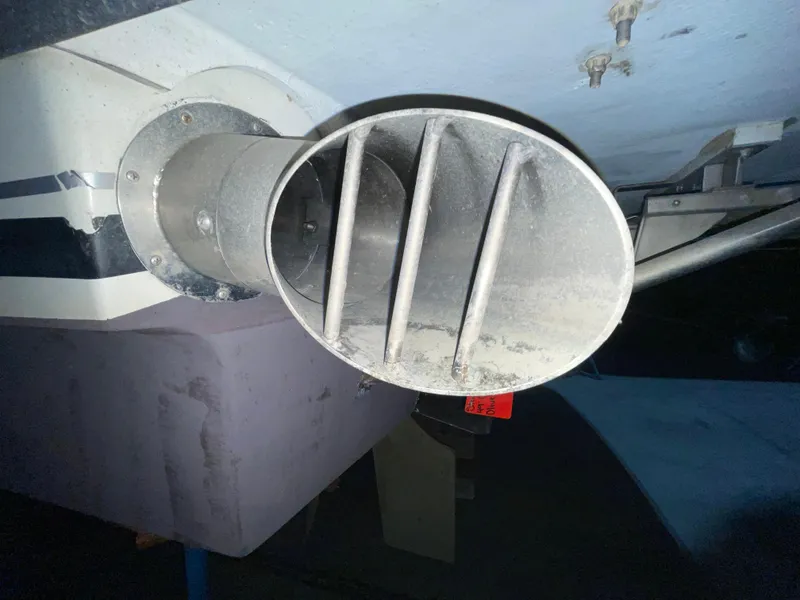 Slide: The Image of Exhaust vent of 1995 Carver 440 Aft Cabin Motor Yacht, close-up view. - 9
