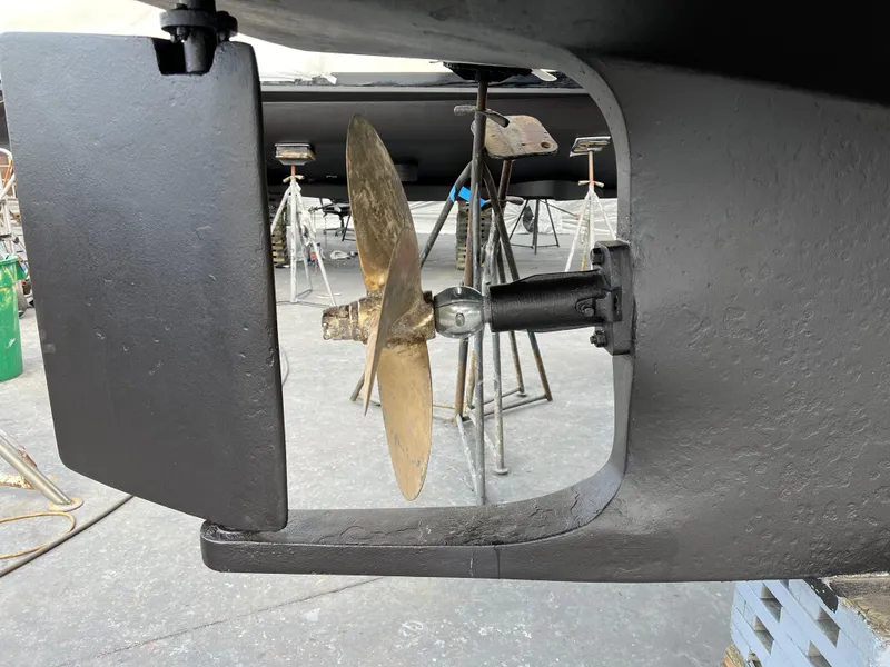 Slide: The Image of Propeller and rudder of 1984 DeFever 41 Trawler on dry dock. - 25