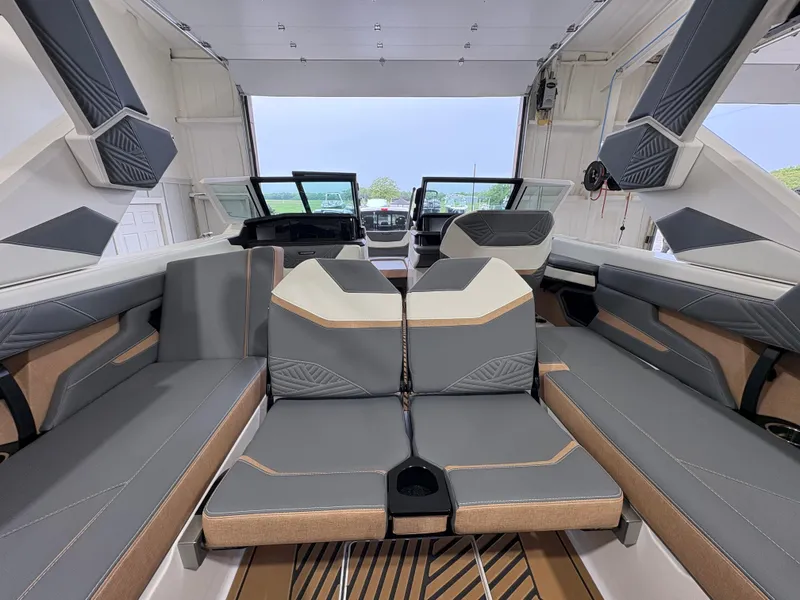 Slide: The Image of Interior view of 2025 MasterCraft XStar 23 boat dashboard at Dallas Boathouse showroom. - 12