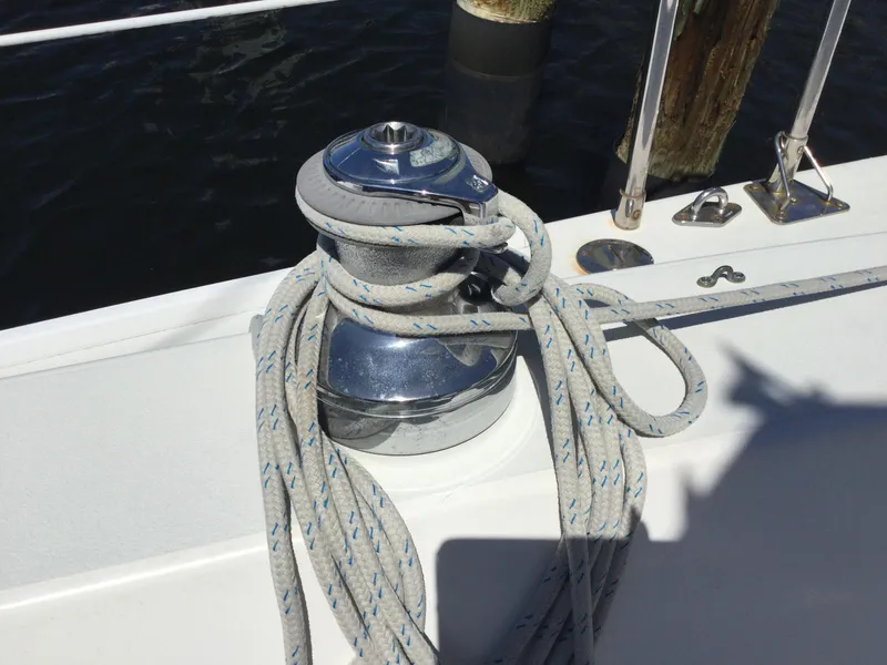Slide: The Image of Winch with coiled rope on 1997 J Boats J/32 sailboat deck. - 12