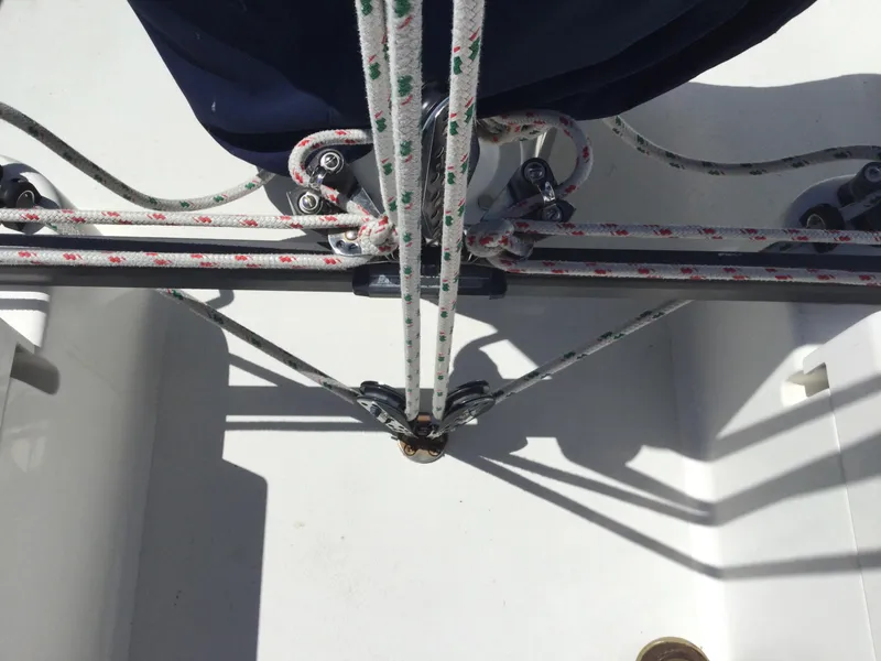 Slide: The Image of Rope rigging on a 1997 J Boats J/32 sailboat deck. - 13