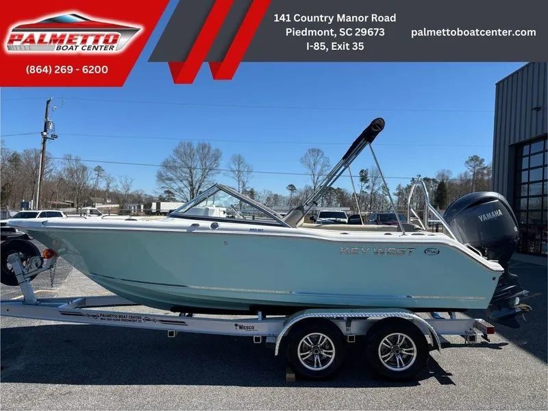 Slide: The Image of 2025 Key West 203 DFS boat on trailer at Palmetto Boat Center, Piedmont, SC. - 3