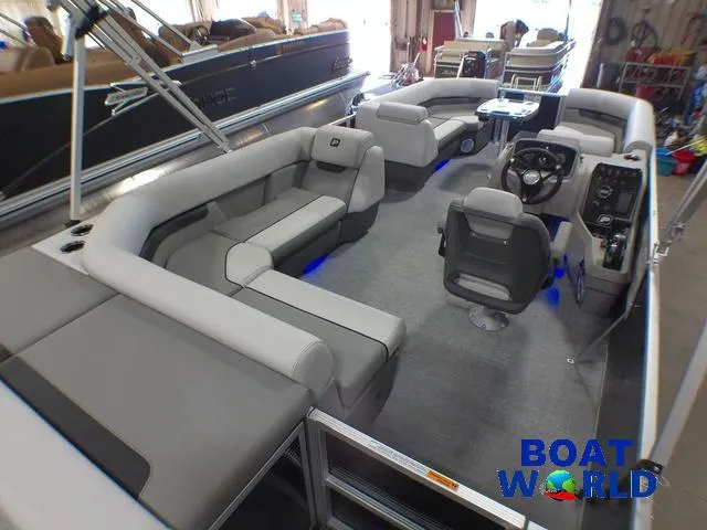 Slide: The Image of 2025 Princecraft Vectra 21 Cruise Lounge with Mercury 4-Stroke EFI, spacious interior, modern design. - 21