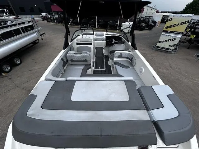 Slide: The Image of 2021 Bayliner VR6 Bowrider boat interior with spacious seating and modern design. - 7