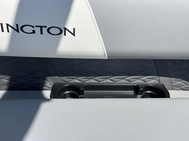 Slide: The Image of 2025 Bennington 22 SSR PTG boat interior with quilted upholstery and cup holders. - 30