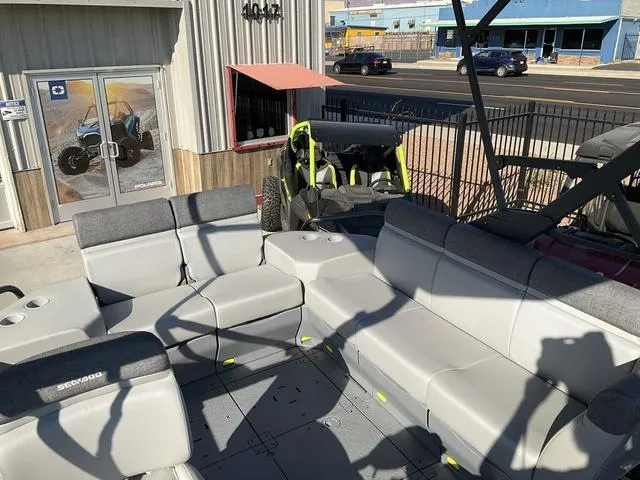 Slide: The Image of 2024 Sea-Doo Switch® Cruise 21 interior with spacious seating and modern design. - 13