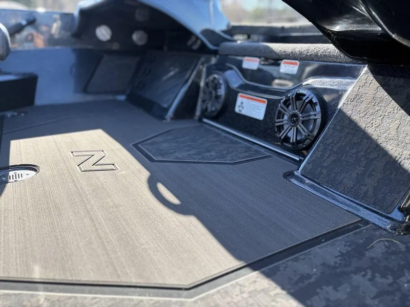 Slide: The Image of 2025 Nitro Z20 XL Pro boat interior with speakers and sleek design. - 16