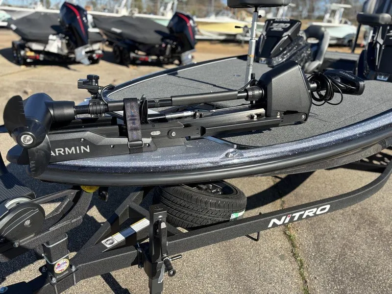 Slide: The Image of 2025 Nitro Z20 XL Pro boat with Garmin equipment on trailer. - 20