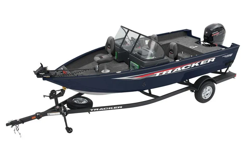 The Image of 2025 Tracker Pro Guide™ V-175 WT fishing boat on trailer, side view. - 1
