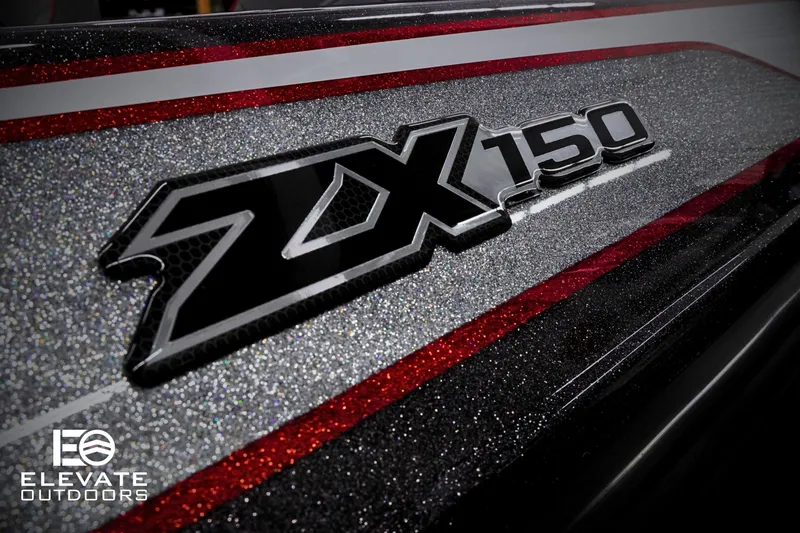 Slide: The Image of 2025 Skeeter ZX150 boat with sleek design and metallic finish. - 8