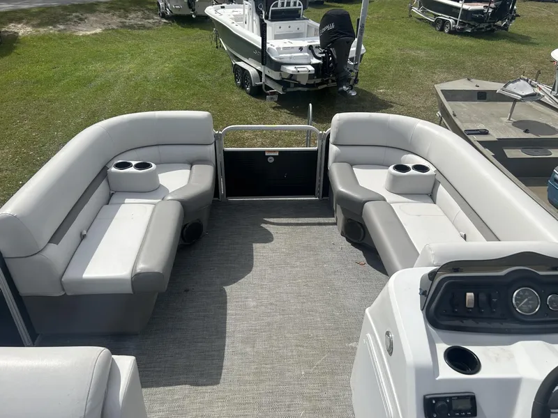 Slide: The Image of Spacious Sweetwater SW 1886 c pontoon boat interior with comfortable seating, 2022 model. - 3